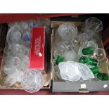 Wine Glasses, pressed glass vases, posy bowl, etc:- Two Boxes