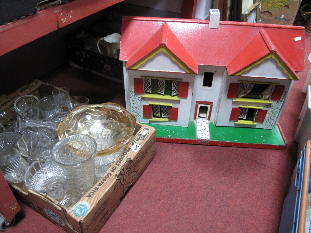 Two Pottery Wall Clocks, Beswick butter dish, wine glasses, bowls, etc; together with a dolls