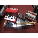 A Hornby Xylophone, Bontempi and another accordion.