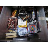 A Quantity of DVD's, CD's and hardback books, many modern titles/artists noted:- One Box