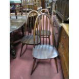 A Set of Six Ercol Hoop and Spindle Back Chairs, with 'H' stretchered legs. (6)