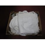 Crochet Edged Table Cloths, linens:- One Box