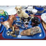 Melba Corgi, other model dogs in pottery, brass and white metal:- One Tray