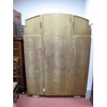 A 1930's Limed Oak Double Wardrobe, with chrome handles.