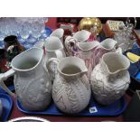 Two Hampton Cobridge XIX Century Jugs, 'Ruth', 'Fern', T & R Booth and others (some with faults):-