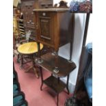 A Late Victorian Walnut Pot Cupboard, shell carved gallery on ring turned legs and a mahogany