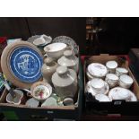 Early XX Century China Teawares, planters, tureen, three stoneware foot warmers, cheese board with