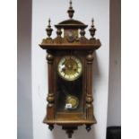A Late XIX Century Small Walnut Viennese Wall Clock, with eight day movement.