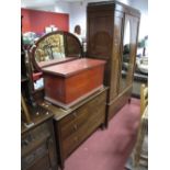 A 1920's Two Piece mahogany Bedroom Unit, comprising double wardrobe with central oval mirror
