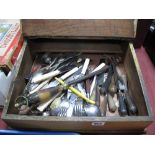 Fred Willey, Aaron Harrop Horn Handled and Other Cutlery, in pine box.