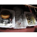 Toaster, iron, cake dish and cover, rack, glassware, cafetiere and other kitchenalia:- Three Boxes