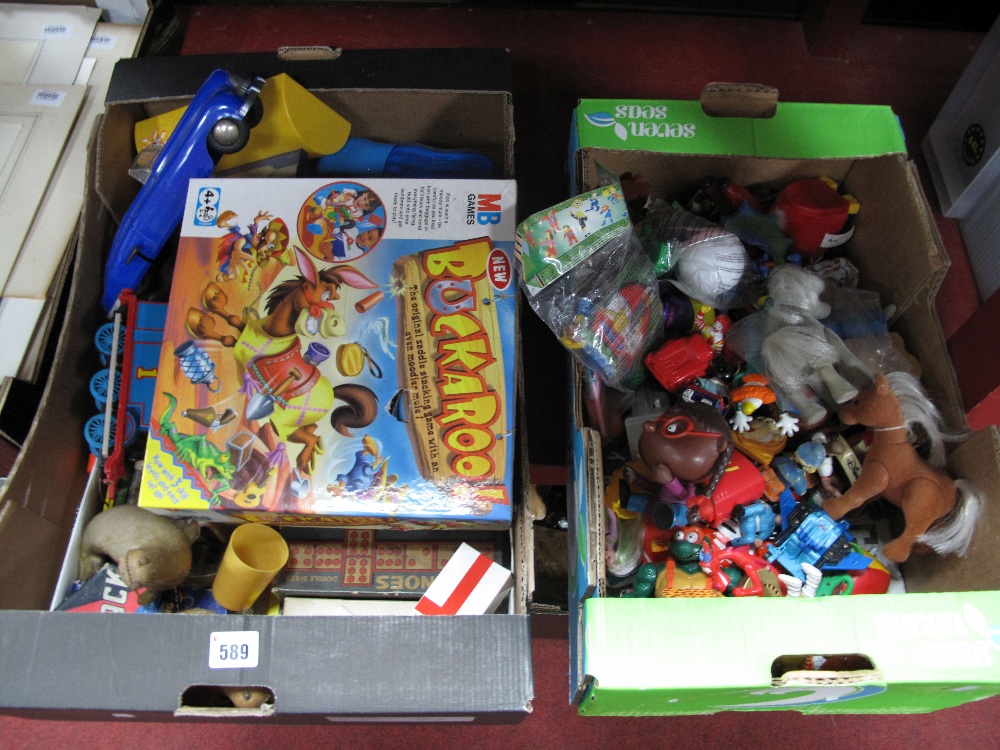 Matchbox Disney Theme Diecast Vehicles, MacDonald's toys, playing cards, etc:- Two Boxes