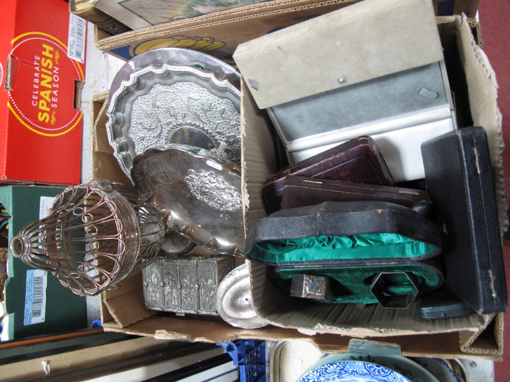 Assorted Plated Ware, including XIX Century caddy (damages), casket style trinket/cigarette box,