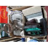 Assorted Plated Ware, including XIX Century caddy (damages), casket style trinket/cigarette box,