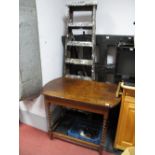 A 1920's Oak Table, with barley twist legs; together with pine steps. (2)