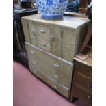 A 1930's Limed Oak Tallboy, having chrome handles to five drawers and two cupboard doors.