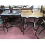 Two Edwardian Window Tables, with shaped tops and shaped legs.