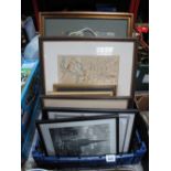 A Quantity of Sheffield & District Prints, map, five F. Robson street scene prints.