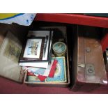 A Suitcase Containing Early To Mid XX Century Tin Boxes, Union Jack, two prints, etc:- Two Suitcases