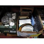 A Quantity of Pictures, Doulton and Wedgwood plates, etc:- Two Boxes