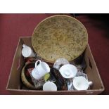 A Wool Shuttle, lacquer bowl, mugs, etc:- One Box