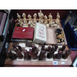 A Resin Chess Set, in the form of Birds, board travelling chess, etc.