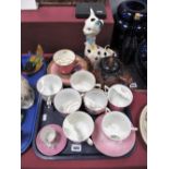 Early XX Century German Moustache Cups and Saucers, locations noted. Toby teapot, cat:- One Tray