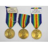 Three WWI Victory Medals, to 15530 private H. Taylor Northumberland Fusilier's 201165 Private R.