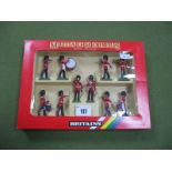 A Boxed W Britain White Metal Model Military Figure Set, #7206 Scots Guards Drums and Bugles (ten