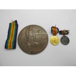 A WWI Death Penny and Medal Duo, comprising War Medal and Victory Medal to 41787 PTE John William