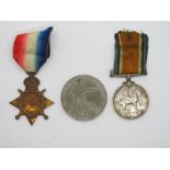 A WWI 1914/15 Star to 11689 Pte H Siddall, West Riding Regiment; WWI War Medal to 23843 Cpl G W