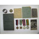 A WWII R.A.F Bomber Command Medal Quartet and Flying Log, made up of War Medal, Defence medal, Air