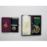 An Edward VII Volunteer Officers Decoration, with miniature (boxed); small 'Aggregate' Medal (