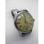 A Mid XX Century British Military Watch by Meris, stainless steel case and wristband, case stamped