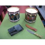 Two Military Ice Buckets, a black leather pouch and a small Mappin Brothers knife with stag horn