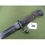 A Mid XX Century German K98 Bayonet, with wooden grips, blade 36cm long, missing scabbard, pitting