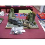 A WWII German Themed Diorama, featuring a German truck within a battle scarred scene.
