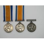 Three WWI War Medals, to 41864 Private H. Parkinson Yorkshire Regiment, 163347 Gunner G. H. Barker