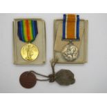 A WWI Pair of Medals, comprising War and Victory Medals to 307005 Private L.C. Barfoot, Royal