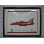 A 2002 Red Arrows Print, graphite signed by what is believed to be the ten pilots of that year:-