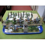 A Quantity of Napoleonic Era Plastic Military Figures, including French artillery gun and crew.