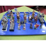 Twenty White Metal and Plastic Model Knights and Kings, both mounted and on foot, approximately 1: