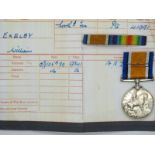 A WWI War Medal, to 41991 Private W. Excelby Northumberland Fusilier's, with medal ribbon, brooch