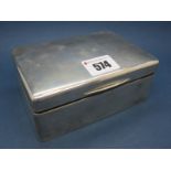 A Hallmarked Silver Cigarette Box, FH, London 1929, of plain rectangular form, 13.5cm wide.