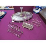 A Large Seven Bar Toast Rack, of pointed design with high central loop handle; together with a