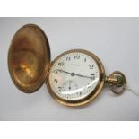 Waltham; A 9ct Gold Cased Hunter Pocketwatch, the signed dial with Arabic numerals and seconds