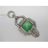 A Large French Art Deco Style Diamanté Pendant, of geometric design, stamped "Made In France",