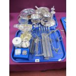 Assorted Plated Ware, including sundae dishes, swing handled baskets, napkin rings, etc:- One Box