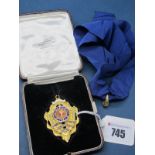 A 9ct Gold Medallion Pendant, highlighted in enamel, "Past President National Federation of Plumbers