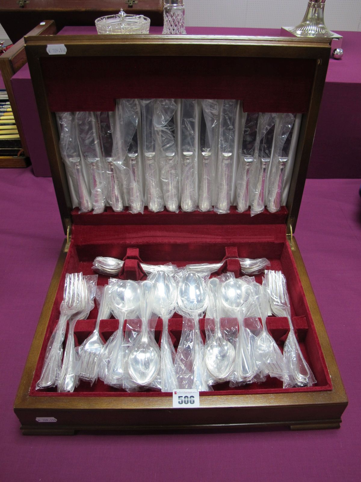 A Modern Canteen of Electroplated Bead Pattern Cutlery, in fitted case.